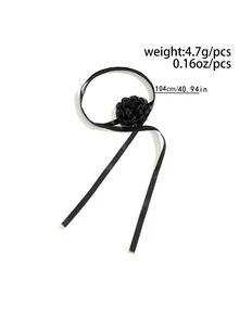 1入組時尚花朵裝飾頸鏈適合女士日常裝飾 - 黑色 - 查看 8