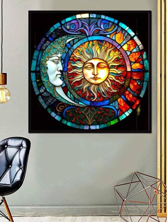 日月圖案DIY無框鑽石畫