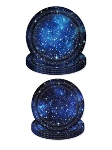 Bandeja de papel desechable para fiestas Star Sky Series de 16 piezas - Azul Marino - Ver 2