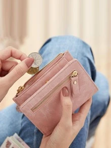 Zip Around Wallet Money Clip Wallet Zippered Small Wallet Silicone Coin Purse Storage Bag Student Pink Storage Bags Multifunctional Change Purse Women Purse - Pink - View 6