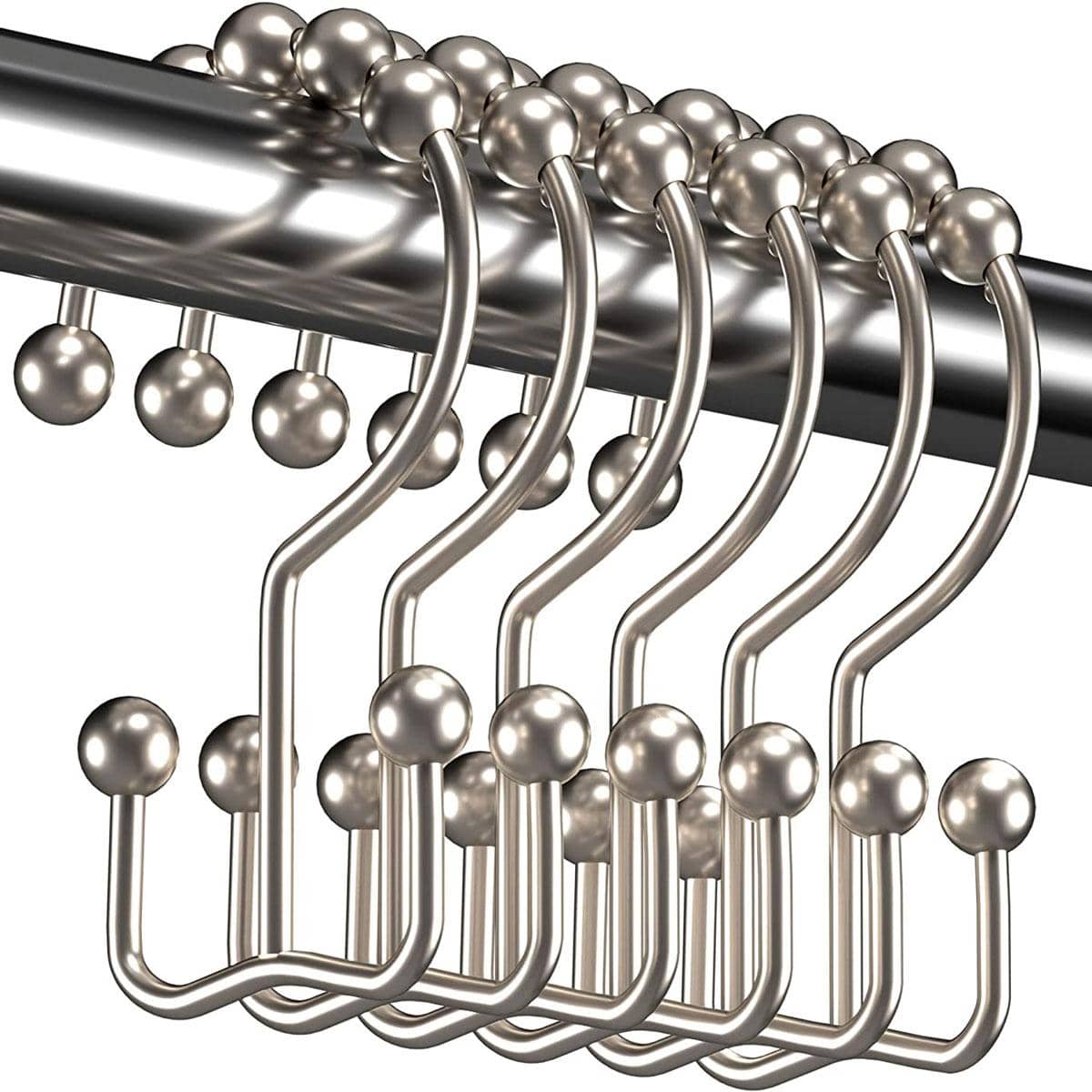 12pcs/set Iron Shower Curtain Hook, Classic Shower Curtain Ring For Bathroom - Silver - View 1