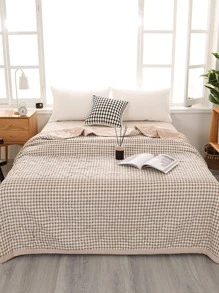 1pc Gingham Print Quilt, Modernist Fabric Bedspread For Summer - Multicolor - View 2