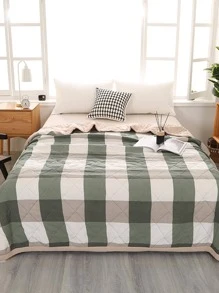 1入組格紋圖案現代織物床單適合夏天 - 彩色 - 查看 2