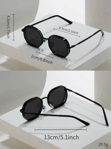 1pc Summer Men Metal Geometric Polygon Fashion Glasses, Fashion Street Style Glasses - Black, Gold, Silver, Brown, Suitable For All Seasons, Thick Frame With Ventilation Holes Designy2kfestival - 黑色 - 查看 4