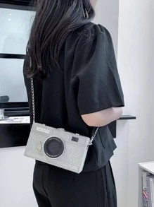 Personalized Camera Bag, Box Style Small Square Bag, Wallet, Versatile Elegant Retro Shoulder Bag/Crossbody Bag Suitable For Women, Daily Use, Teacher's Gift, Travel - Grey - View 3