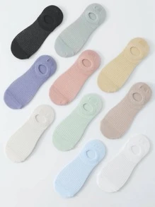10pairs Solid Invisible Socks