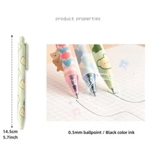 4 Chiếc Bút Gel Hoa Lãng Mạn Bộ In Hoa Đáng Yêu 0.5Mm Bi Mực Màu Đen Để Viết - Màu tím - Xem 6