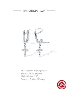 2入組純銀十字吊墜耳環適合女士婚禮精細首飾類