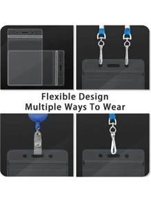 12 个身份证夹，垂直和水平身份证徽章夹，优质透明塑料身份证徽章夹，卡片保护套防水，适用于工作身份证（水平垂直）