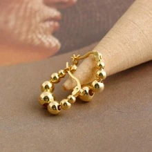 Bông tai vòng trang trí bằng bạc Sterling - Vàng - Xem 6