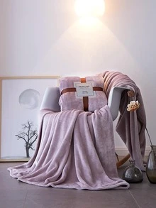 1入組淡紫色紫色極簡風格絨布床毯 - 淡紫色 - 查看 5