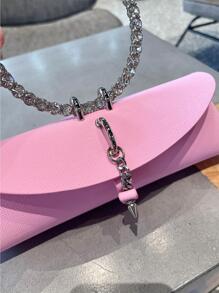 Đồ trang trí Rhinestone Đập nhẹ Túi Vuông Chi tiết đáng kinh ngạc Màu hồng - Hồng - Xem 5