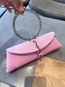 Đồ trang trí Rhinestone Đập nhẹ Túi Vuông Chi tiết đáng kinh ngạc Màu hồng - Hồng - Xem 2