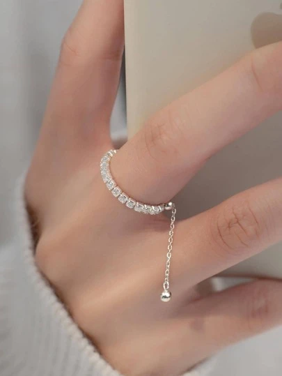 MODIAN Exquisite Cubic Zirconia & Ball Decor Sterling Silver Ring For Women For Gift