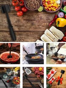 1pc Premium Heat Resistant Meat Grinder Smasher For Hamburger Meat Meat Beef Turkey Potato Masher Kitchen Tool Chopper - Black - View 3