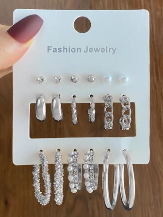 18 st. Sommar Metall Ljus Hjärta Pärldekorationer Kubik Zirkonium Kvinnors Örhängen Set