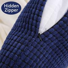 1入組無填充物素色腰枕套，簡約燈芯絨裝飾性抱枕套，適用於客廳，家居裝飾 - 藏蓝色 - 查看 3