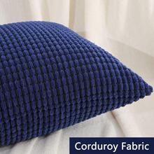 1入組無填充物素色腰枕套，簡約燈芯絨裝飾性抱枕套，適用於客廳，家居裝飾 - 藏蓝色 - 查看 2