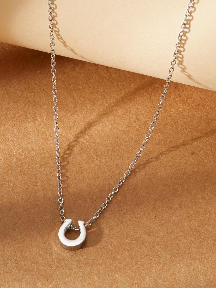 男士1入組時尚不銹鋼馬蹄鐵墜飾項鍊適合女士適用於禮品,適用於首飾類禮品和派對