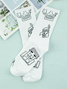 1 Đôi Nữ Hình Đồ Họa Thường Ngày Thủy Thủ Đoàn Tất Cho Cuộc Sống Hàng Ngày - Đen và trắng - Xem 2