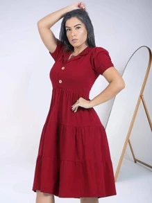 Women Dresses - 酒紅色 - 查看 3