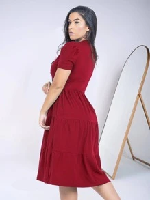 Women Dresses - 酒紅色 - 查看 2