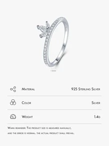 Nhẫn bạc trang trí bằng đá khối Zirconia - Bạc - Xem 4