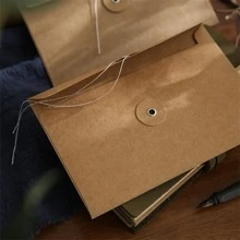 20pcs Retro Kraft Paper Envelope A5 Size Wallet Type White Strap Material File Storage Bag Gift - Apricot - View 10