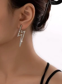 2pcs Rhinestone Lightning Decor Stud Earrings