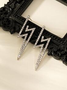 2pcs Rhinestone Lightning Decor Stud Earrings