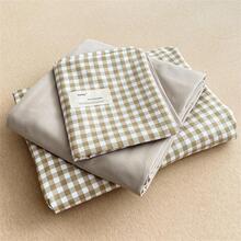 1 Set New Plaid Solid Color Double Spelling Bed Sheet Set, Home Comforter, Student Dormitory - Beige - View 9