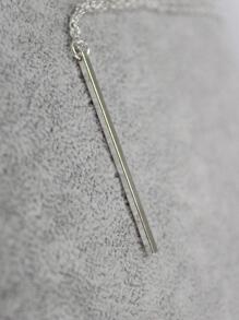 Rectangle Charm Y Lariat Necklace - Silver - View 5