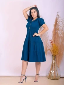 Women Dresses - Navy Blue - View 2
