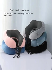 1入組素色U型簡約風絨布旅行枕適合旅行 - 藏蓝色 - 查看 2