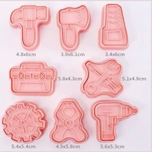 8件套齿轮、机械工具、饼干模具维护工具箱、扳手、塑料饼干模具 - 粉色 - 查看 2