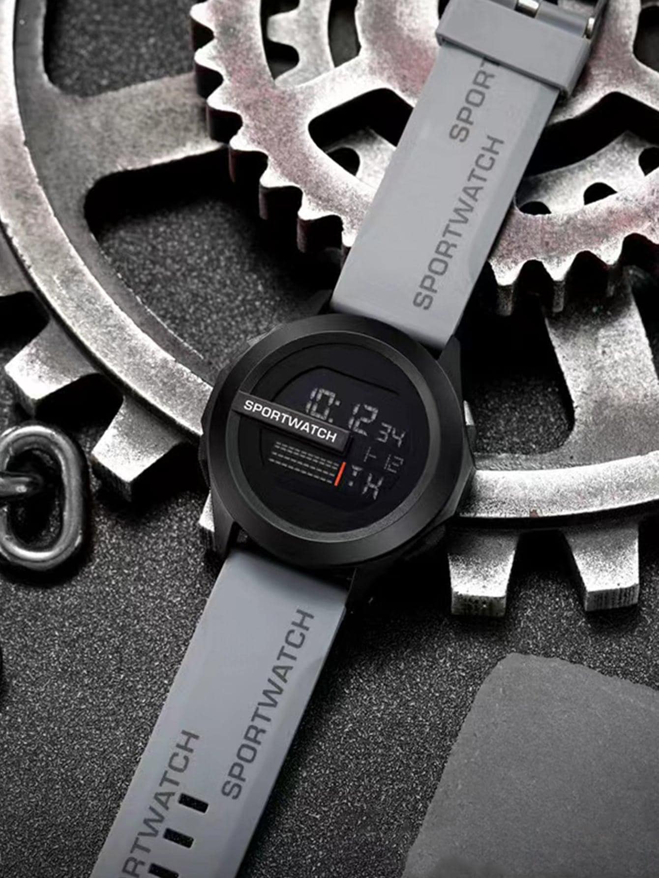 1 chiếc đồng hồ điện tử thể thao công nghệ thời trang dành cho nam - Xám - Xem 1