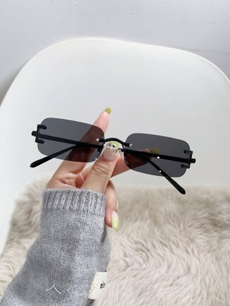 1 Pair Women's Square Frameless Fashion Glasses, Fashionable Summer Accessory Beach Accessories For Women Glasses Shades Basics Fall Winter Women Outfits Clothes Business Casual Gifts For Summer Beach Vacation,Outdoor,Travel