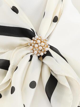 1入組女性珍珠和水鑽裝飾時尚圍巾扣適用於裝飾用品