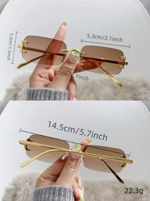 1 par de gafas de moda cuadradas sin marco para mujeres, accesorio de moda de verano, accesorios de playa para mujeres, , básicos para atuendos de mujer de negocios casuales, regalos para vacaciones de verano en la playa, al aire libre, viajes, estilo casual con montura rectangular para salir, volver a la escuela