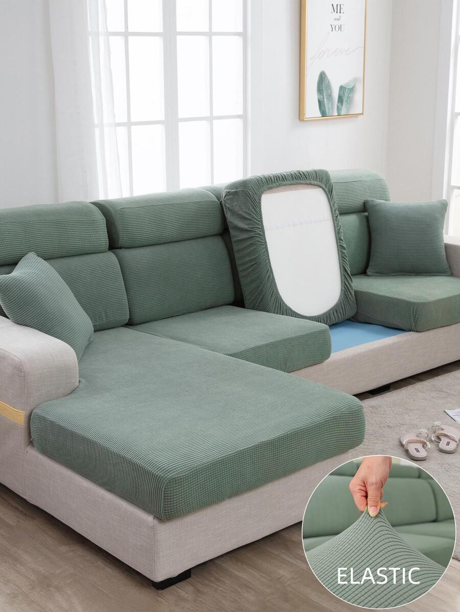 1入組素色沙發座位簡約風滌綸沙發墊套適用於家庭 - 橄欖綠 - 查看 1