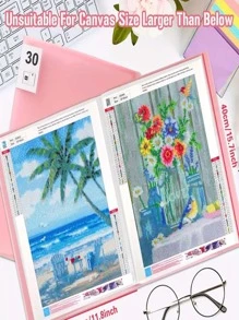 1 thư mục lưu trữ tranh kim cương màu rắn - Hồng - Xem 7
