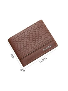 Embossed Detail Small Wallet Letter Graphic PU - Brown - View 4