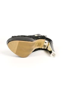 Phụ Nữ Hoa Thêu Khóa Trang Trí Peep Toe Nền Tảng Giày Sandal Gót Chun, Giày Bốt Thời Trang Phối Lưới Ngoài Trời Thời Trang - màu đen - Xem 8
