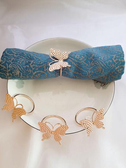 4pcs Butterfly Decor Napkin Ring