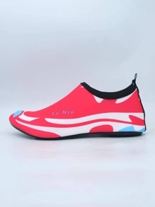 NỮ Mẫu sọc Khối màu Đồ họa Chữ cái Mặc vào Vớ Aqua , Thể thao Ngoài trời Giày nước - Đỏ - Xem 3