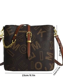 Bolso cubo con estampado de letra con diseño de hebilla - Multicolor - Ver 7