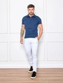 Men Polo Shirts - Màu xanh hải quân - Xem 3