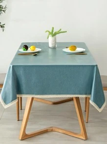 1片防水防油桌布,tpu塗層防污長方形餐桌蓋,寫字檯蓋 - 寶藍色 - 查看 9