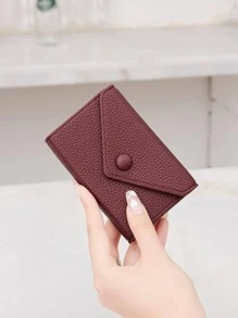 CHARM INFINITE Ví đựng thẻ Litchi dập nổi nhiều khe cắm thẻ có nút bấm trang trí nhẹ di động Thẻ ID cho nhân viên văn phòng dành cho nữ dùng cho ngày lễ kỷ niệm quà tặng sinh nhật Phụ kiện đựng thẻ quà tặng Ví đựng danh thiếp Ví đựng thẻ tín dụng dành cho nữ Ví mini Ví đựng thẻ Ví đựng thẻ Ví RFID - Màu Đỏ Sâu - Xem 2