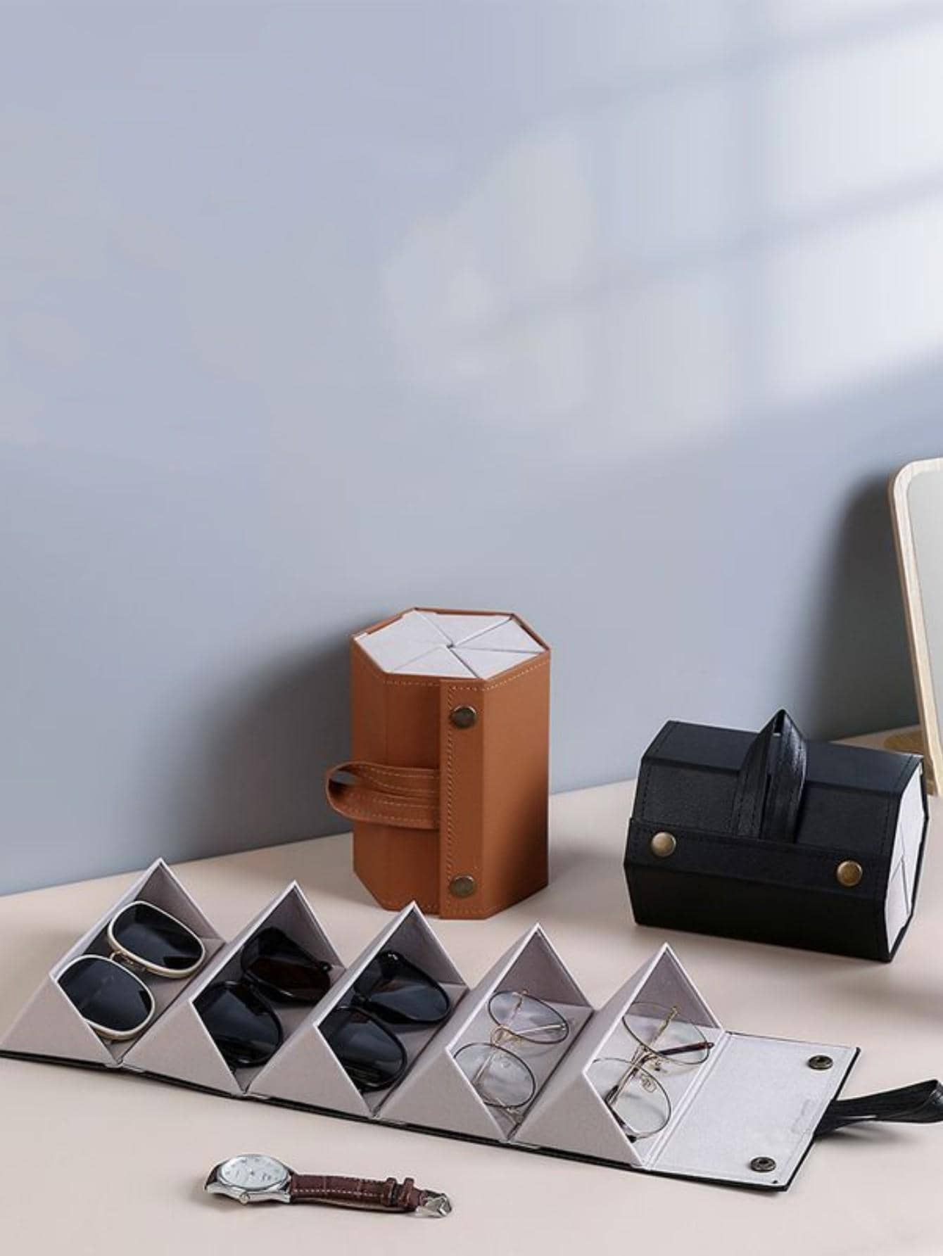 1 hộp đựng kính râm có thể gập lại - màu đen - Xem 1